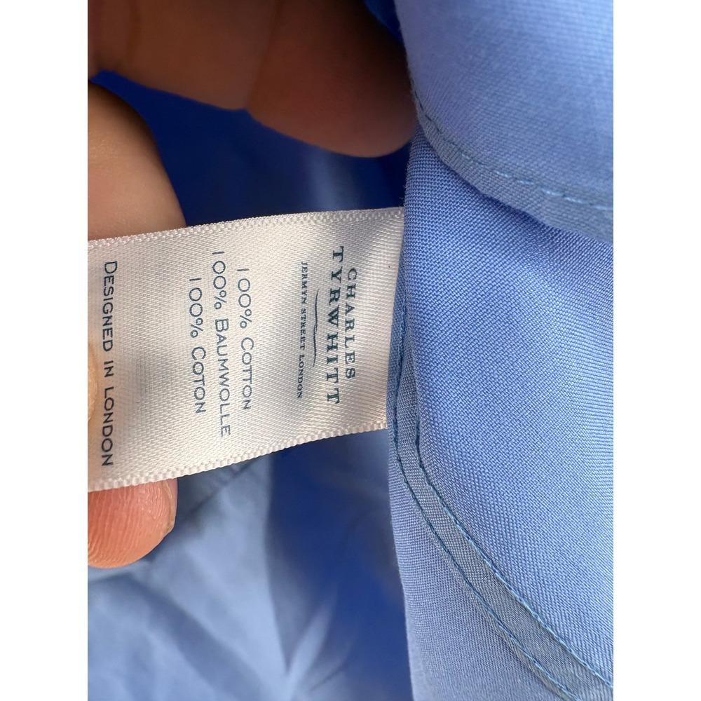 Charles Tyrwhitt Dress Shirt Mens 19/37 Dress Shirt Blue Non Iron Classic Fit - Picture 3 of 8
